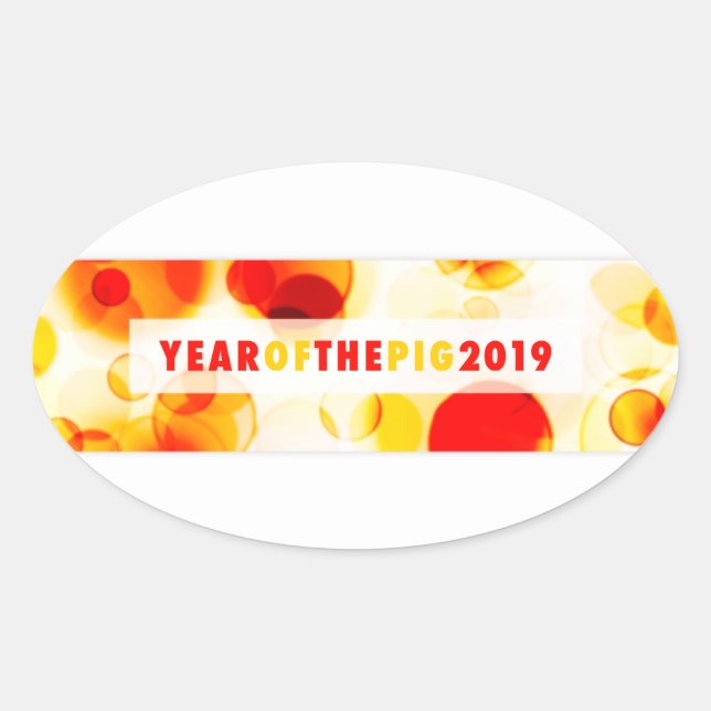 Adesivo Oval Ano do Banner Bokeh 2019 (Frente)
