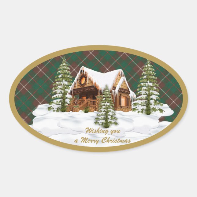 Adesivo Oval Anterior Caça MacKinnon Original Tartan Escocês (Frente)