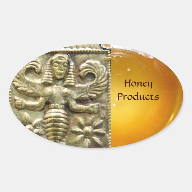 ADESIVO OVAL ANTIQUE GREGO MEL ABELHA GODDESS (Frente)