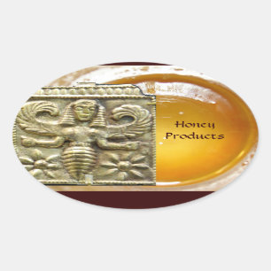 ADESIVO OVAL ANTIQUE GREGO MEL ABELHA GODDESS