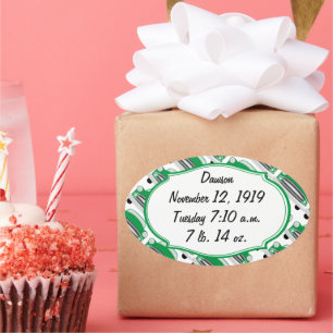 Adesivo Oval Anúncio do Chá de fraldas do carro retrô verde doc