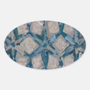 Adesivo Oval Aqua e Taupe Glaze #8295