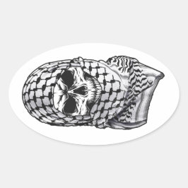 Adesivo Oval Arabic Skull Kufiya Shemagh Sticker