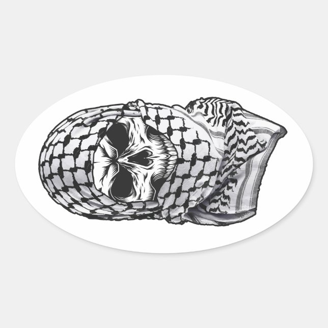 Adesivo Oval Arabic Skull Kufiya Shemagh Sticker (Frente)