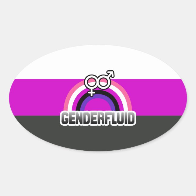 ADESIVO OVAL ARCO-ÍRIS GENDERFLUID (Frente)