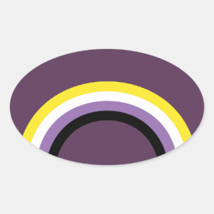 Adesivo Oval Arco-Íris Não Binário