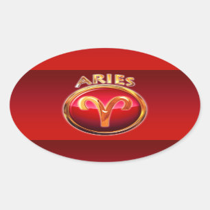 Adesivo Oval Aries - O Ram Zodiac Sinal