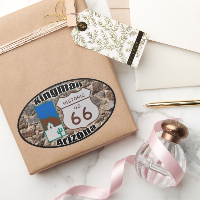 Adesivo Oval Arizona 66 Kingman do Rota Histórica dos EUA (Presentear)