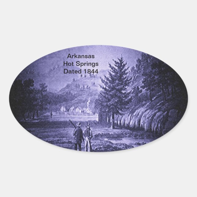 Adesivo Oval Arkansas Hot Primaveras Vintage 1844 (Frente)