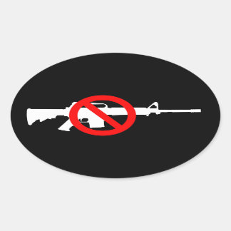 Adesivo Oval Armas de assalto da proibição