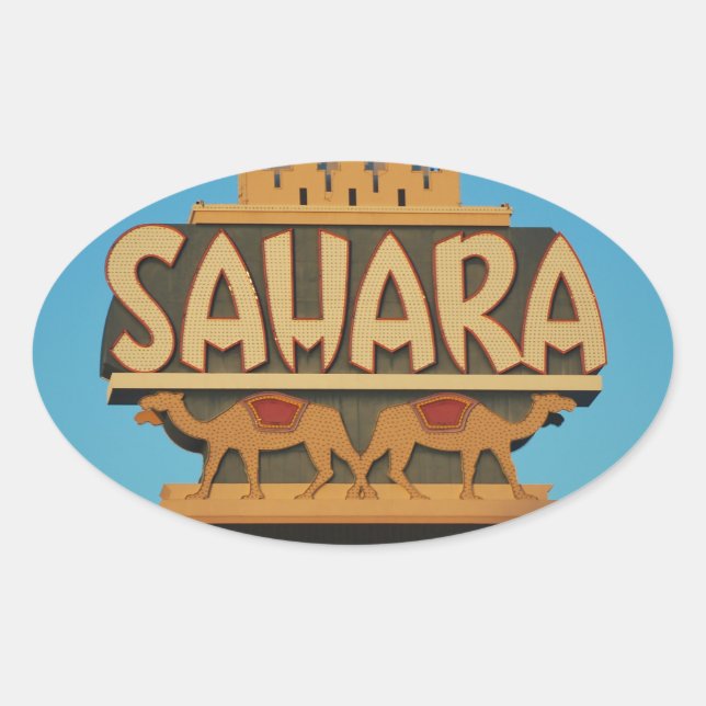 Adesivo Oval Arquitetura Landmark do Sahara de Las Vegas (Frente)