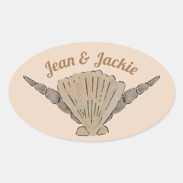 Adesivo Oval Arranjo de Casamento de Prateleiras (Frente)