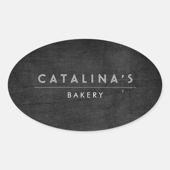 Adesivo Oval Art Deco Texto sobre Madeira Negra (Frente)