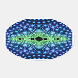 Adesivo Oval Arte-Abstrato Silvosa Fractal e Desorativa Selvage