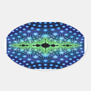 Adesivo Oval Arte-Abstrato Silvosa Fractal e Desorativa Selvage