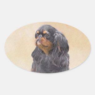 Adesivo Oval Arte Animal Original Pintura Inglesa Toy Spaniel