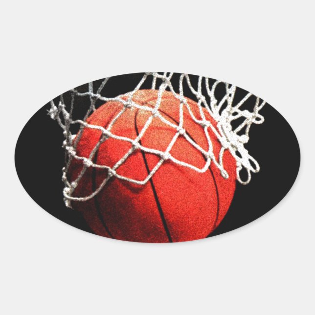 Adesivo Oval Arte de Basquete (Frente)