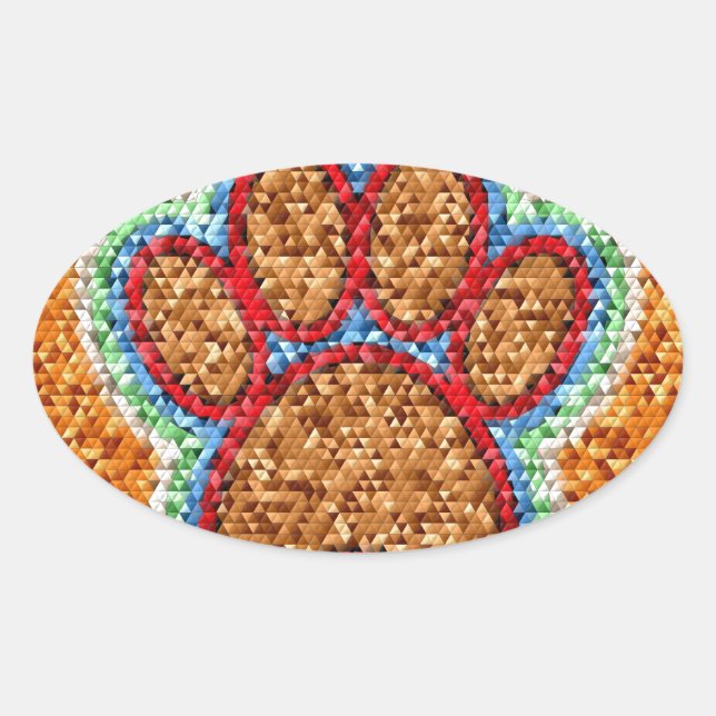 Adesivo Oval Arte de Pata de Cachorro Baixo (Frente)