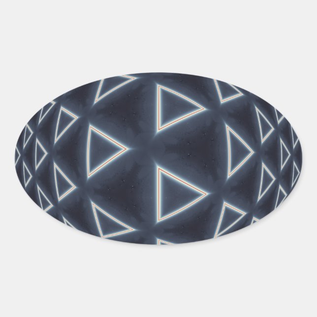Adesivo Oval Arte Geométrica Esfera Triângulo Futurista (Frente)
