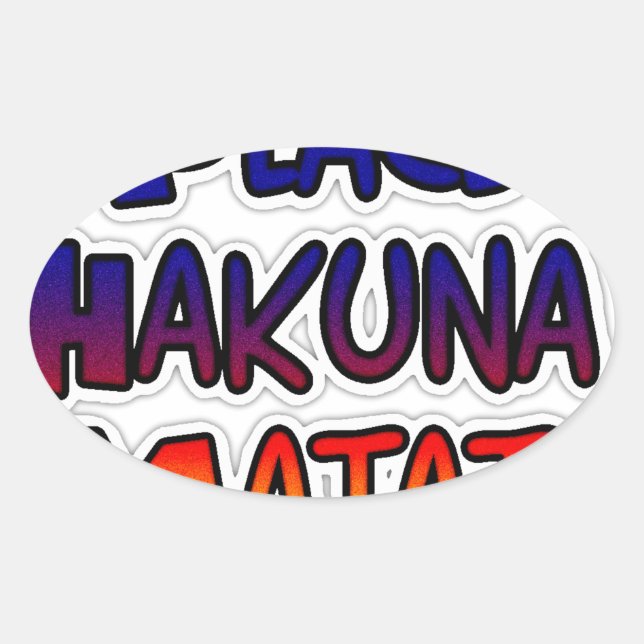 Adesivo Oval Arte Gradiente da Paz de Hakuna Matata (Frente)
