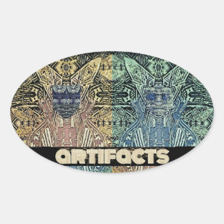 Adesivo Oval artefatos 4 cabeças moscas 3 "ovais"