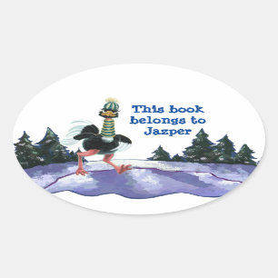 Adesivo Oval Ártico Ostrich na Corrida