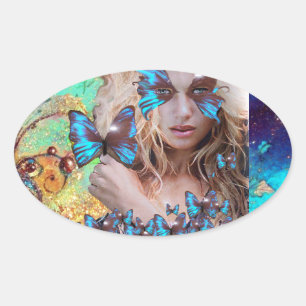 ADESIVO OVAL ARTISTA BLUE BUTERRFLY BEAUTY MAKEUP