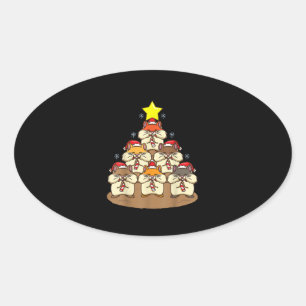 Adesivo Oval Árvore de Natal de Hamster Engraçado