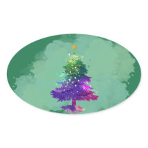 Árvore de Natal Pinheiro Colorida Aquarela Moderna