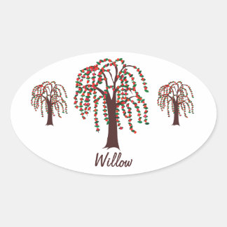 Adesivo Oval Árvore selvagem com coração - personalizável