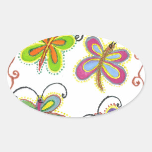 Adesivo Oval Asas Whimsical: design de Asas Butterfly Estontean