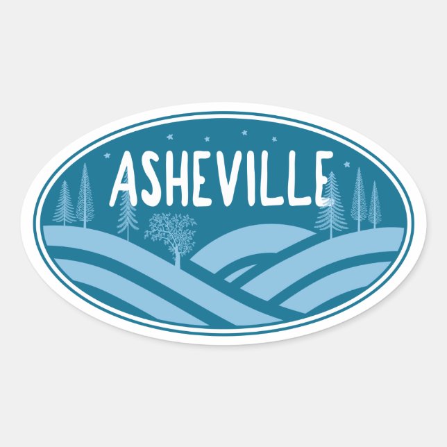 Adesivo Oval Asheville North Carolina no Exterior (Frente)