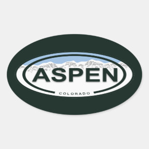 Adesivo Oval Aspen Colorado Mountain Tag Stickers