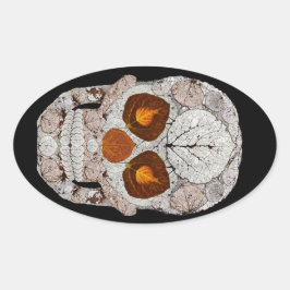 Adesivo Oval Aspen Folha Crânio 11