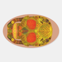 Adesivo Oval Aspen Folha Crânio 12