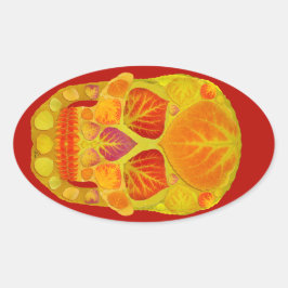 Adesivo Oval Aspen Folha Crânio 13