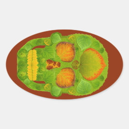 Adesivo Oval Aspen Folha Skull 10