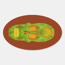 Adesivo Oval Aspen Folha Skull 10