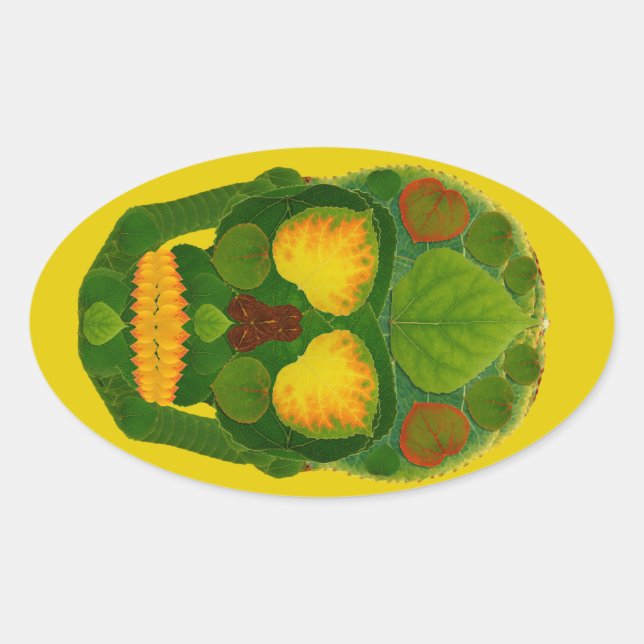 Adesivo Oval Aspen Leaf Skull 9 (Frente)