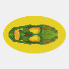 Adesivo Oval Aspen Leaf Skull 9