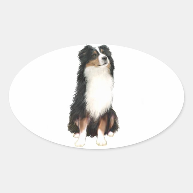 Adesivo Oval AUSTRALIAN SHEPHERD (A) - Tri Color (Frente)