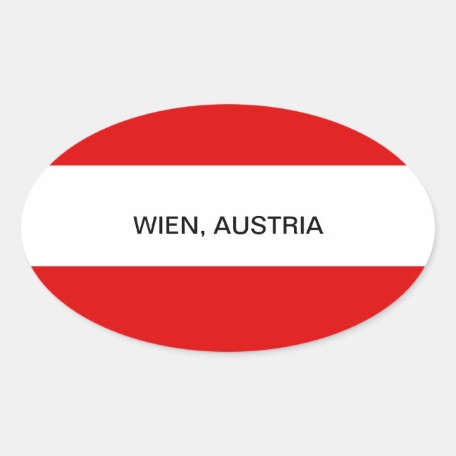 Adesivo Oval ÁUSTRIA: Bandeira da Áustria — Viena (Frente)