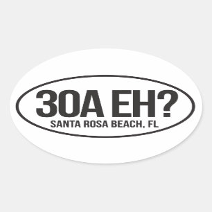 Adesivo Oval Autoestrada 30A Florida Oval Sticker para Canadian