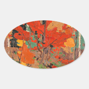 Adesivo Oval Autumn-Fall, belas artes por Tom Thomson,