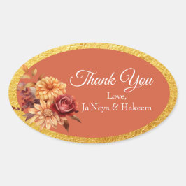 Adesivo Oval Autumn Floral Wedding