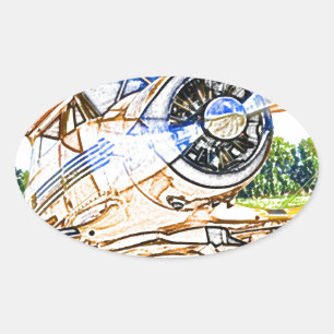 Adesivo Oval Aviões do vintage de Beachcraft Staggerwing