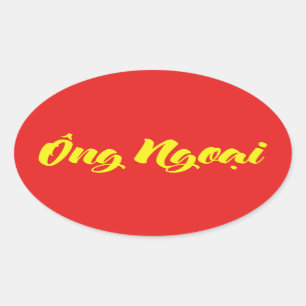 Adesivo Oval Avô (materno) vietnamiano - Ông Ngoại