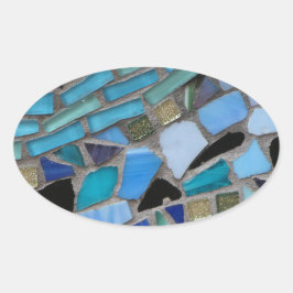 Adesivo Oval Azulejos do mosaico de azul e verde