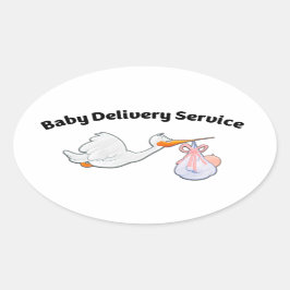 Adesivo Oval Baby Delivery Service ! Funny Midwife Baby Stork