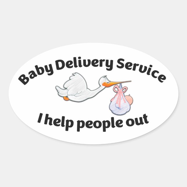 Adesivo Oval Baby Delivery Service I help people out | midwife (Frente)